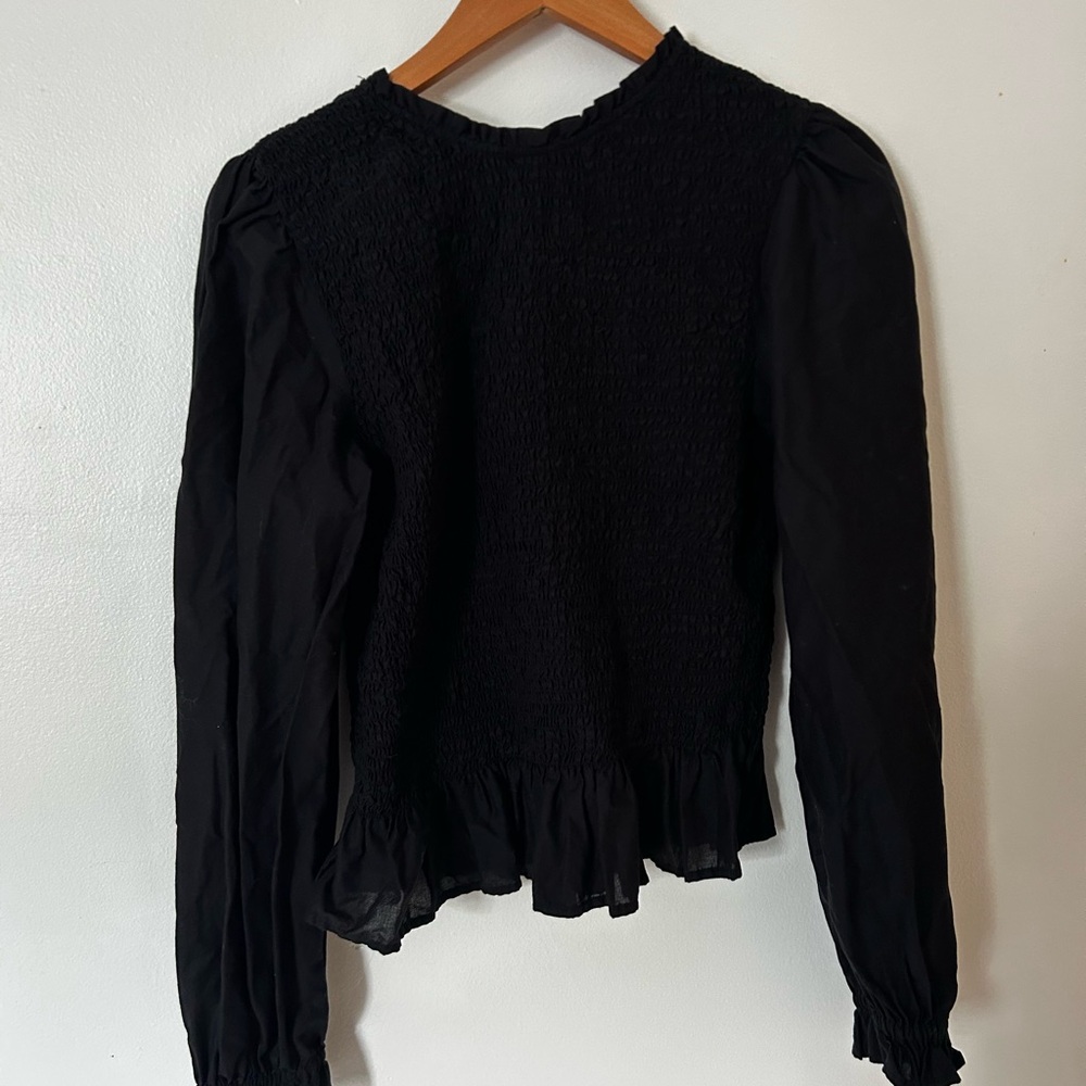 Old navy Black Long-Sleeve Smocked Peplum Top - Women